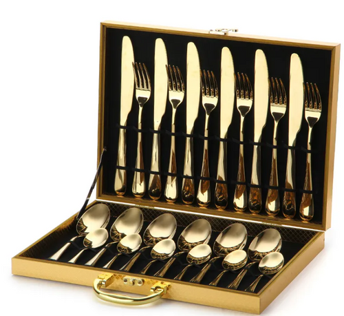 OroVita - Set Posate Dorate Eleganti 24 Pezzi