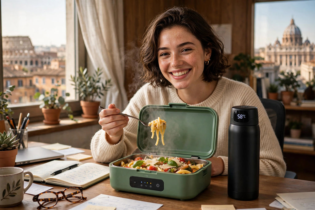 PranzoSmart COMBO - Box Riscaldante + Borraccia TempoSip LED - Pranzo Caldo Completo