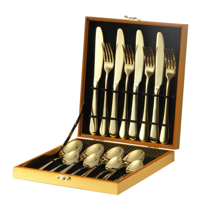 OroVita - Set Posate Dorate Eleganti 24 Pezzi